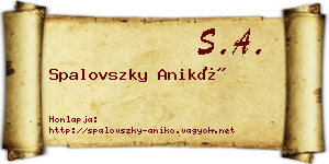 Spalovszky Anikó névjegykártya